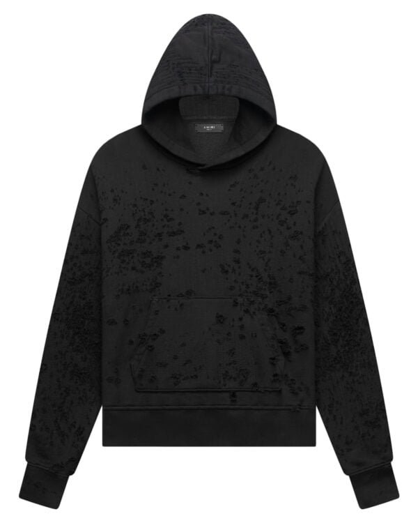 46 amiri shotgun ripped hoodie sweatshirt noir face