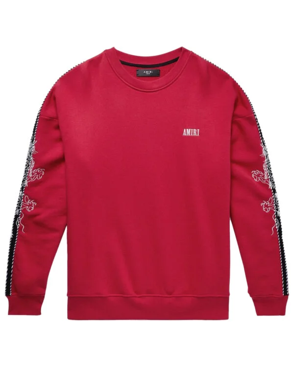 64 amiri red dragon outline crewneck pull rouge face