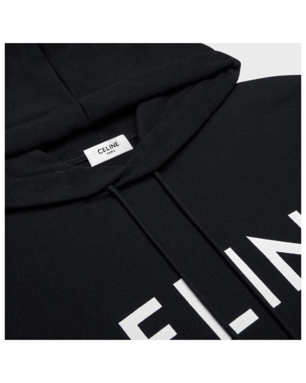 celine logo cotton hoodie sweatshirt noir detail