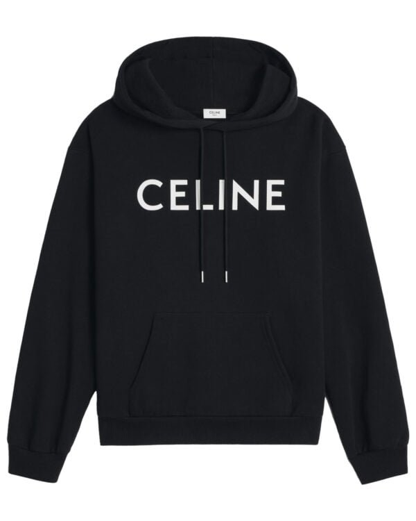 celine logo cotton hoodie sweatshirt noir face