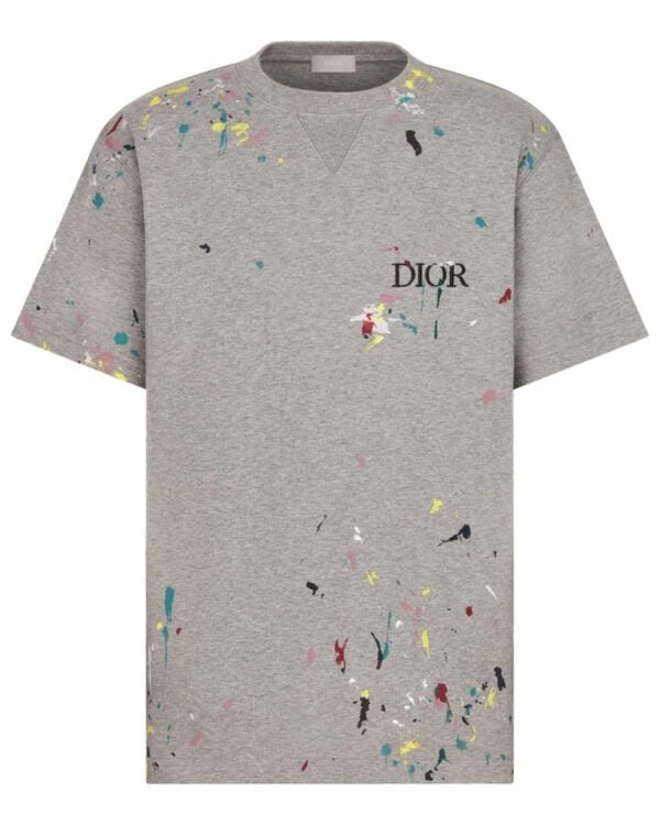 dior logo paint spots oversized t shirt blanc face