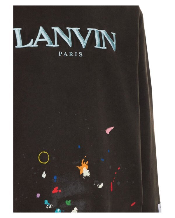 gallery dept x lanvin logo hoodie sweatshirt noir detail face