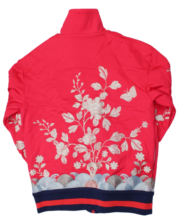 gucci floral embroidered track jacket veste rouge dos