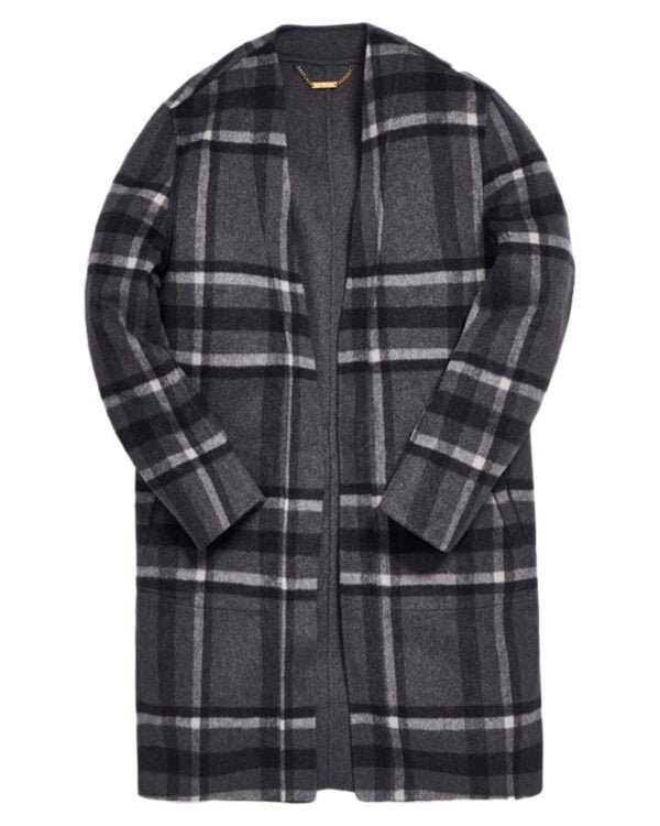 kith large check reversible becker wool coat outwear gris revers