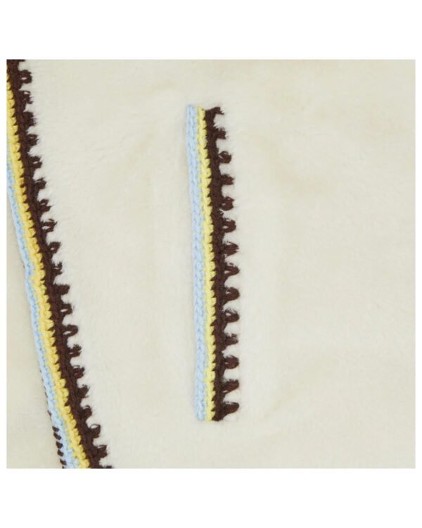 supreme crochet edge hooded zip up top sweatshirt blanc detail