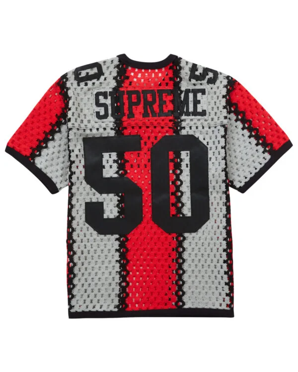 supreme crochet football jersey rouge dos